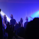 Night,Of,Worship.,Silhouette,People,Worship.,Christian,Music,Concert,With