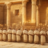 Ancient Jewish Temple with the Maccabees celeting