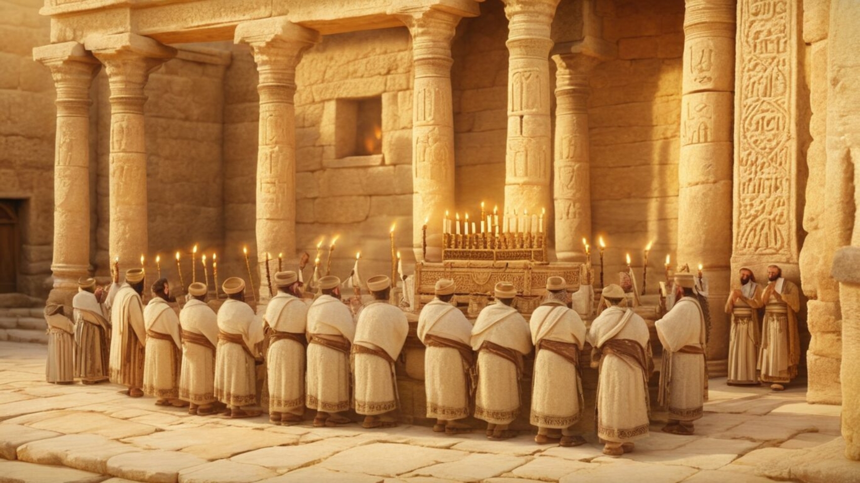 Ancient Jewish Temple with the Maccabees celeting